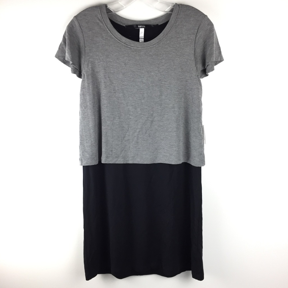 NWT Kensie Gray Black Jersey Dress Small - Picture 1 of 7